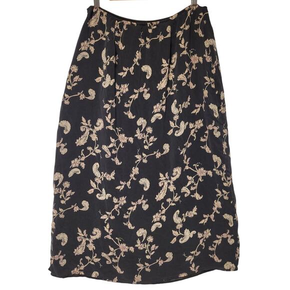 Vintage 90's Y2K Silk Floral Midi Skirt Whimsigoth Dark Fairy Goth  Plus Size 1X - Picture 2 of 5
